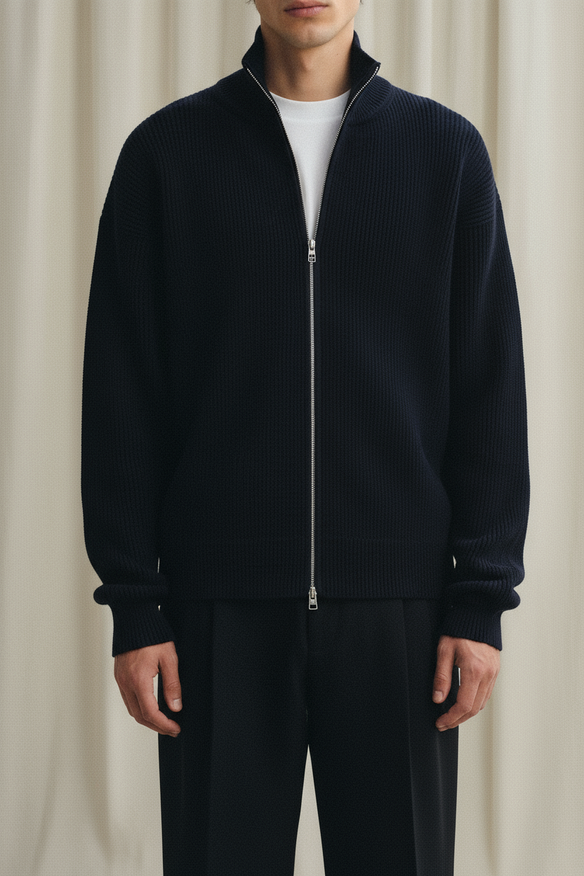 The Essential Ribbed Zip Cardigan